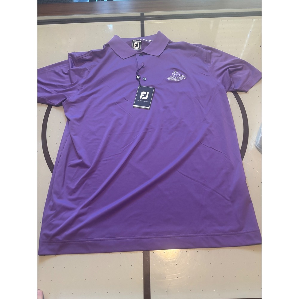 FootJoy Mens Purple Stretch Lisle Solid Polo Portmarnock Golf Club XL 91728 NEW